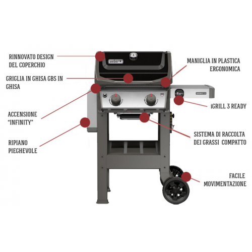 Weber barbecue a gas spirit original E-210 black nero nuovo modello