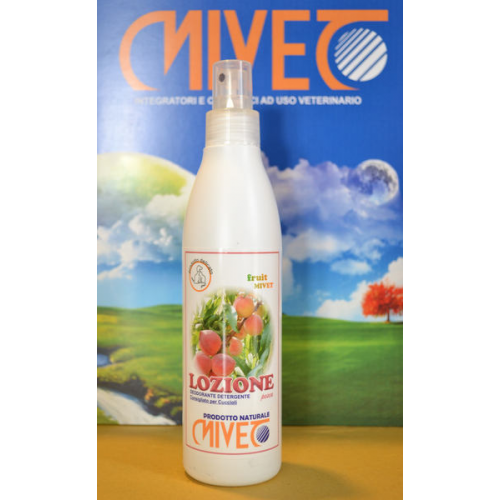Mivet lozione fruit alla pesca per cani, gatti e cuccioli 250 ml Mivet lozione fruit alla pesca per cani, gatti e cuccioli 250 ml