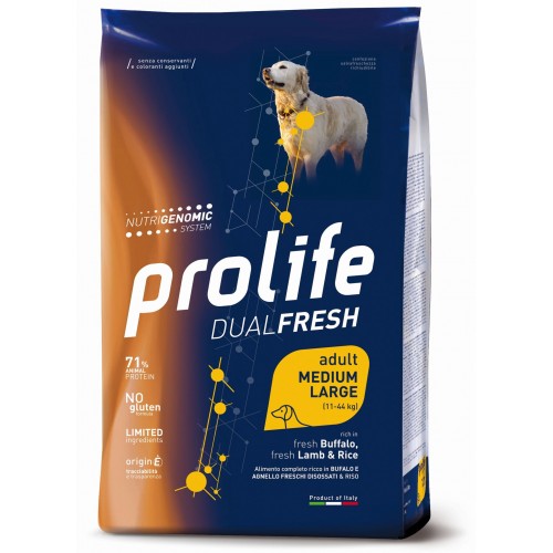 Prolife dual fresh bufalo, agnello fresco e riso adult 2,5 Kg