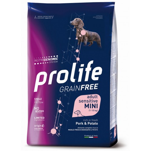 Prolife sensitive grain free maiale e patate adult mini 7 Kg