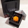 Rosa vera stabilizzata FlowerCube cubo 6x6 cm arancione
