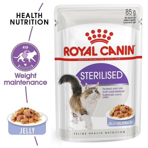 Royal Canin Sterilised jelly 85 grammi confezione da 12 cibo umido per gatti