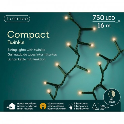 Luci di Natale Kaemingk 750 LED bianco classico compact twinkle 16 m