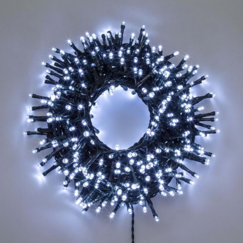 Luci di Natale Lotti 1000 mini LED bianco freddo 70.4 m cavo verde