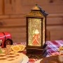 Lanterna di Natale Lotti rettangolare con glitter e LED bianco caldo