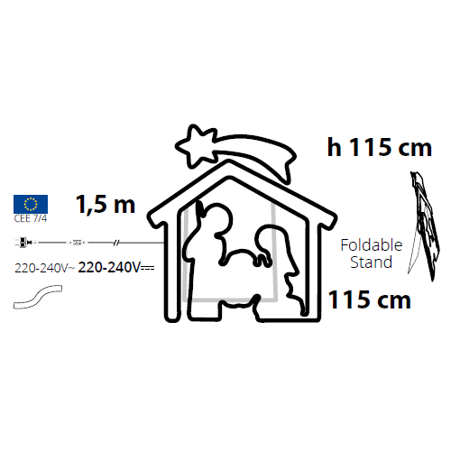 Led presepe Natale Lotti neon bianco caldo H 115 cm