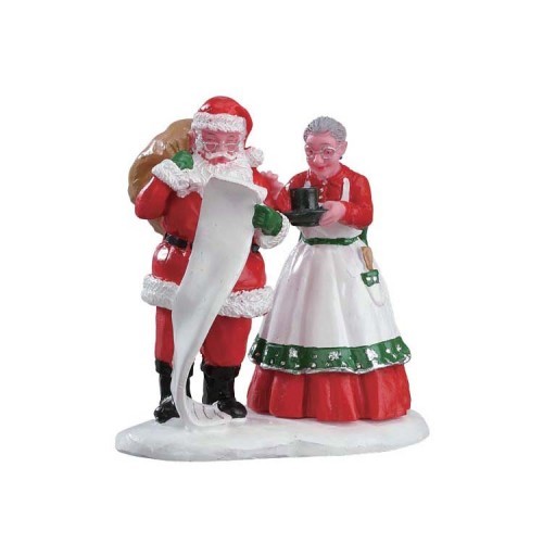 Lemax villaggio di Natale Babbo e mamma Natale con cioccolata