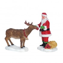 Lemax villaggio di Natale Babbo Natale con renna Lemax villaggio di Natale Babbo Natale con renna