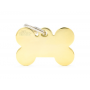 Medagliette per cani My family Osso grande in ottone dorato