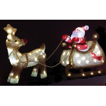 Slitta Babbo Natale Kaemingk luminosa 90 LED bianco freddo
