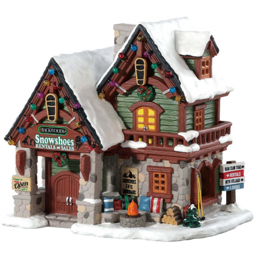Lemax Backwoods Snowshoe Rental Shop villaggio di Natale