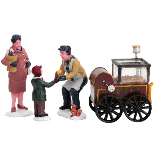 Lemax roasted chestnut stand villaggio di Natale set 4 pezzi