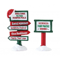 Lemax North Pole signs villaggio di Natale set 2 pezzi