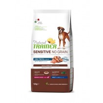 Crocchette per cani Trainer sensitive no grain adult medium maxi trota 12 Kg Crocchette per cani Trainer sensitive no grain adult medium maxi trota 12 Kg
