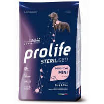 Crocchette per cani Prolife Sterilised Sensitive maiale e riso Mini Adult 7 Kg Crocchette per cani Prolife Sterilised Sensitive maiale e riso Mini Adult 7 Kg
