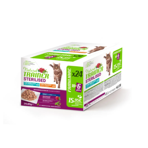 Cibo umido per gatti sterilizzati Natural Trainer 85g Confezione 24 pz.