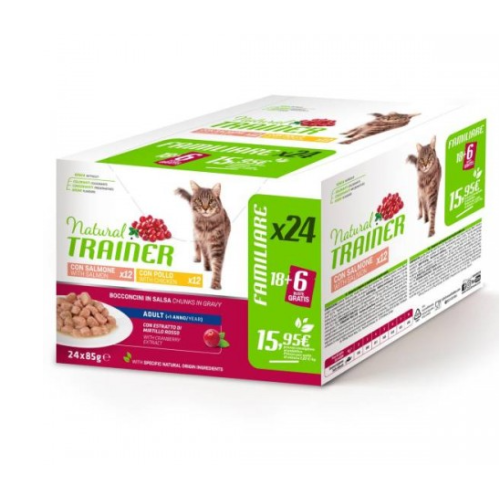 Cibo umido per gatti adulti Natural Trainer 85g Confezione 24 pz.