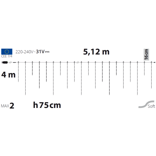 Luci di Natale Lotti Ice Light Tenda Luminosa 224 Gocce LED