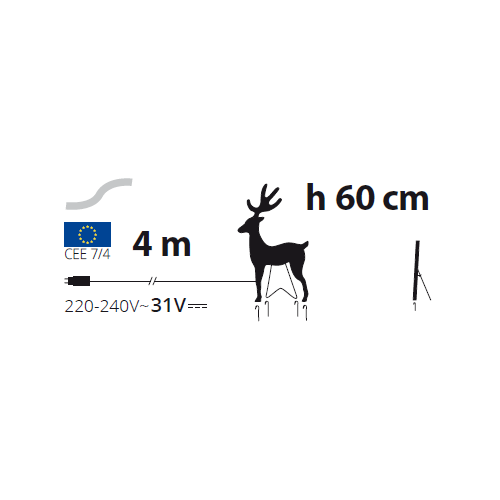 Renna luminosa 3D Thin Lotti Bianco Freddo