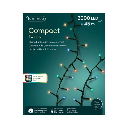 Luci di natale Kaemingk 2000 LED Multicolor compact twinkle 45 m