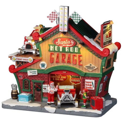Lemax Santa's Hot Rod Garage Villaggio di Natale