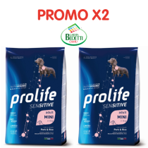 Crocchette per cani Prolife Sensitive Adult Mini Maiale e Riso 7 Kg PROMOX2 [Prezzo a confezione]