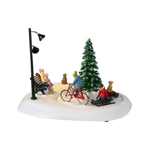 Lemax Villaggio Di Natale Snowbiking With Dad