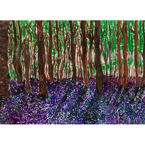 Quadro dipinto a mano su tela "Luce nel Bosco"