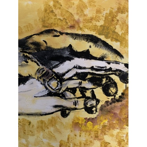 Quadro dipinto a mano su tela "Sinergia Intrecciata: Il Legame delle Mani"