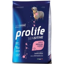 Crocchette per cani Prolife sensitive agnello e riso adult medium/large 10 Kg Crocchette per cani Prolife sensitive agnello e riso adult medium/large 10 Kg