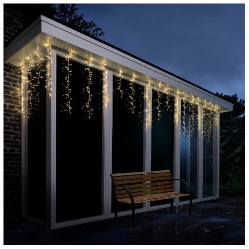 Luci di Natale Kaemingk Tenda 256 LED Luce Naturale e Bianco Caldo