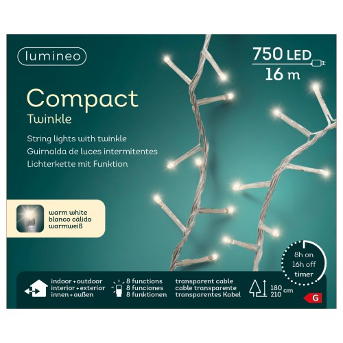 Kaemingk Lumineo luci di natale 1500 led compact twinkle bianco caldo 34 m