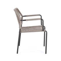 Sedia Con Braccioli Rajada Antracite/Khaki Bizzotto