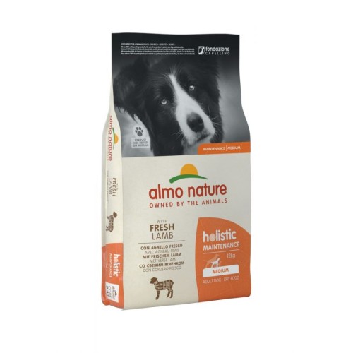 Crocchette per cani Almo nature holistic medium adult agnello e riso 12 Kg
