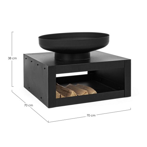 Braciere con porta Legna Efesto Nero Bizzotto
