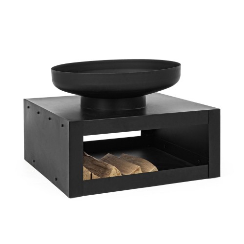 Braciere con porta Legna Efesto Nero Bizzotto