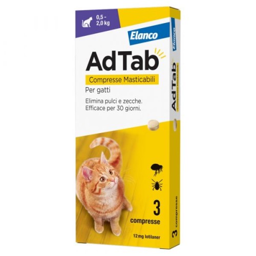 Elanco Adtab Compresse Masticabili Per Gatti da 0,5 a 2 Kg - Conf. 3pz