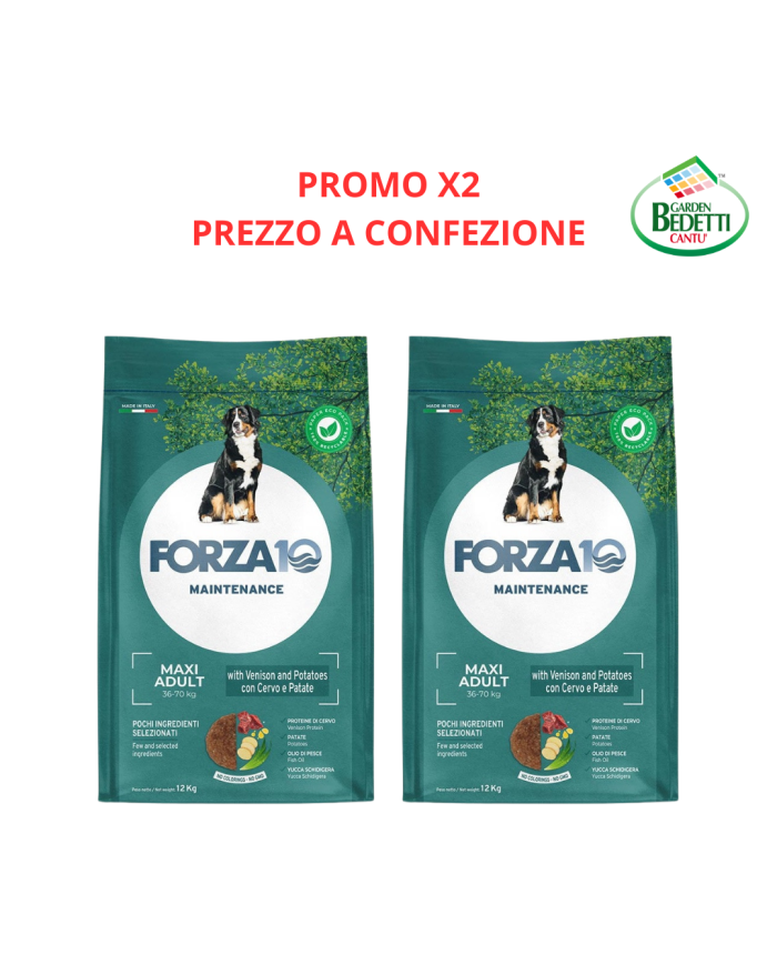 Crocchette per cani Forza 10 maxi mantenimento cervo e patate 12,5 Kg