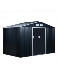Casetta da Giardino in Metallo 2 Porte Scorrevoli Grigio Scuro