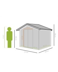 Casetta da Giardino in Metallo 2 Porte Scorrevoli Grigio Scuro