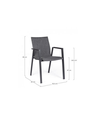 Sedia con braccioli Odeon antracite Bizzotto Sedia con braccioli Odeon antracite Bizzotto