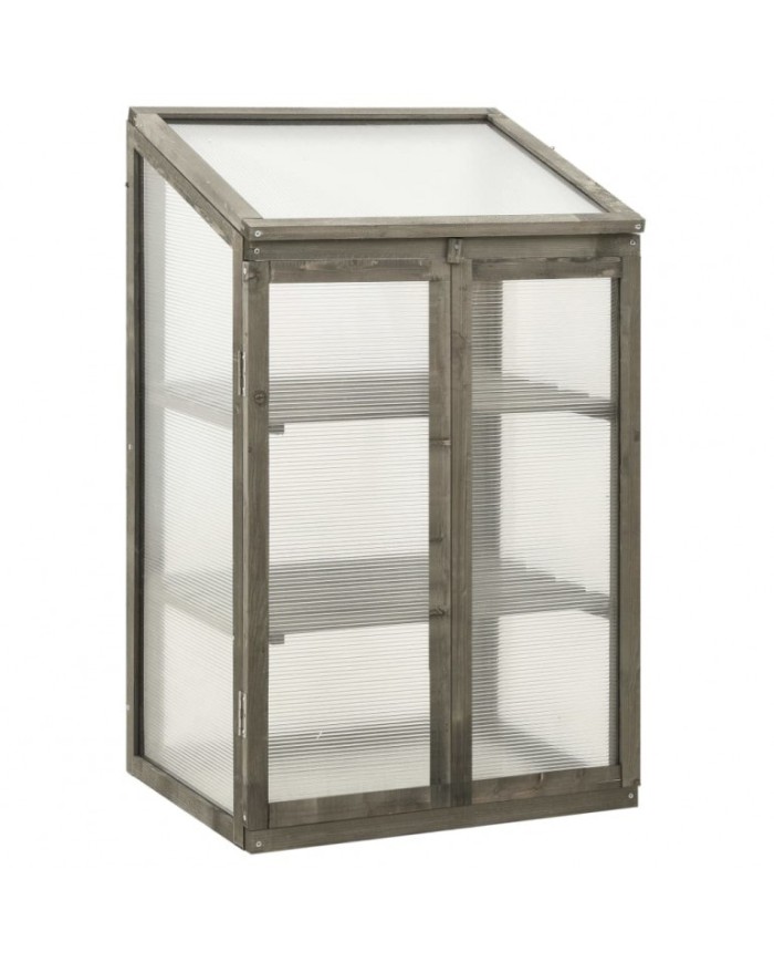 Serra ad armadio in legno di abete con 2 ante apribili e copertura in policarbonato