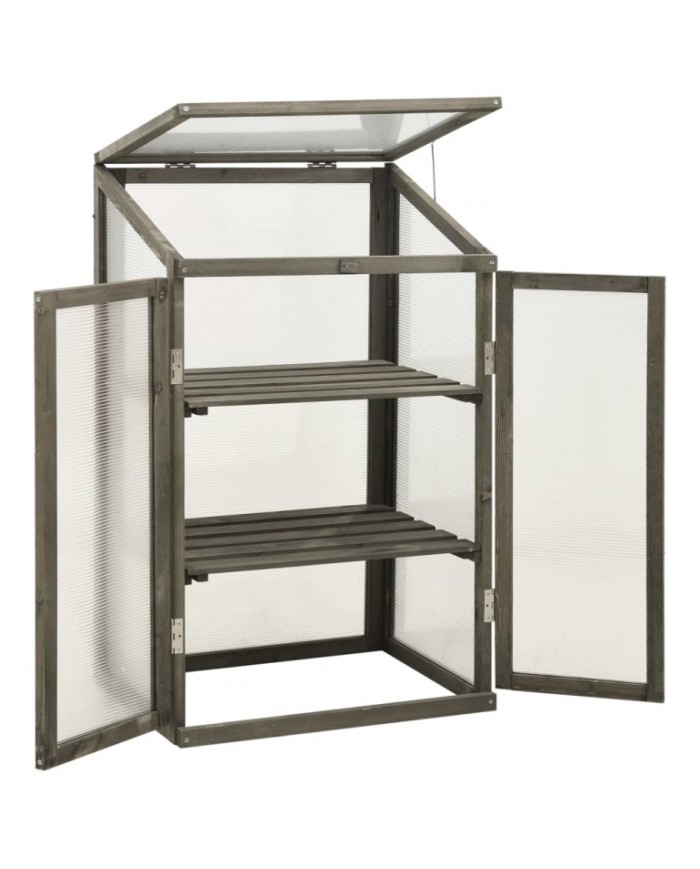 Serra ad armadio in legno di abete con 2 ante apribili e copertura in policarbonato