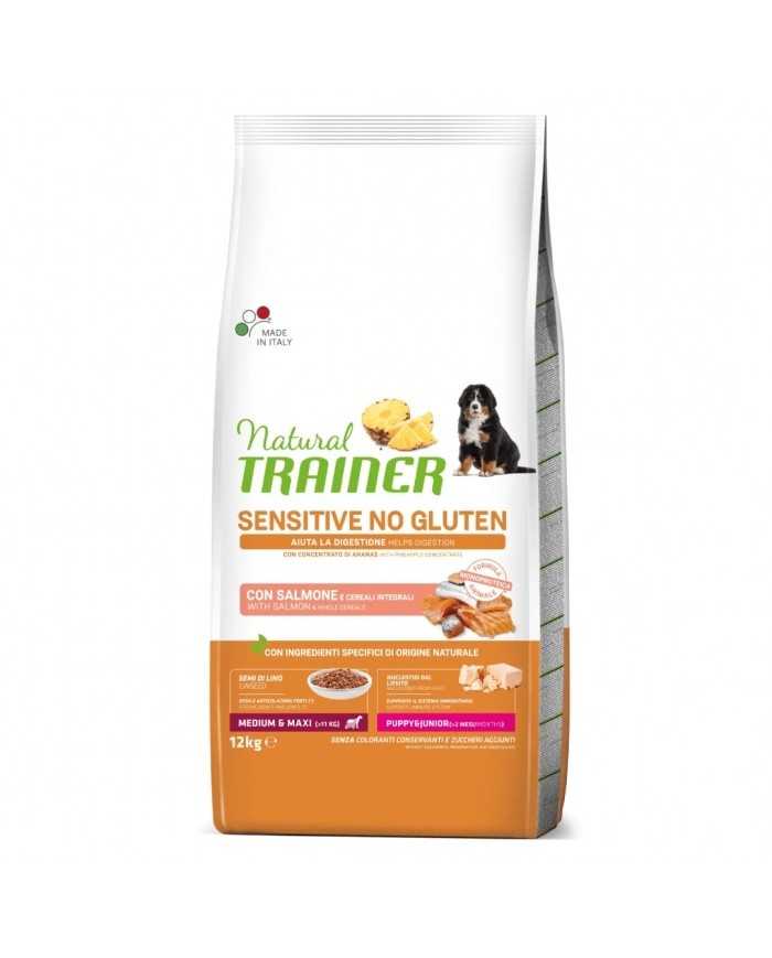 Crocchette per cani Trainer nat sens Puppy/Junior M/M salmon 12KG (Scadenza il 7/25)