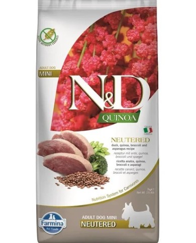 Crocchette per Cani Farmina Dog N&D Quinoa Neutered Adult Mini Anatra Broccoli e Asparagi (Scadenza il 9/25) Crocchette per Cani Farmina Dog N&D Quinoa Neutered Adult Mini Anatra Broccoli e Asparagi (Scadenza il 9/25)