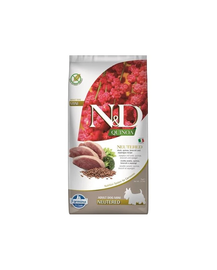 Crocchette per Cani Farmina Dog N&D Quinoa Neutered Adult Mini Anatra Broccoli e Asparagi (Scadenza il 9/25)