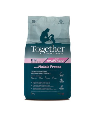 Crocchette per cani Together per Cani Adult Mini Grain Free con Maiale da 7 Kg (Scedenza 9/25) Crocchette per cani Together per Cani Adult Mini Grain Free con Maiale da 7 Kg (Scedenza 9/25)