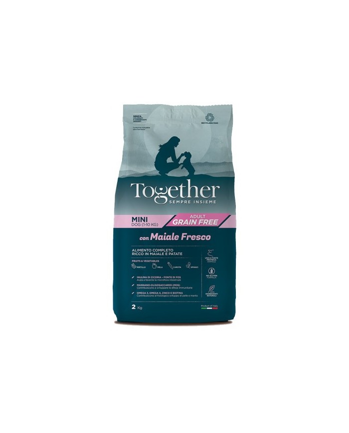 Crocchette per cani Together per Cani Adult Mini Grain Free con Maiale da 7 Kg (Scedenza 9/25)