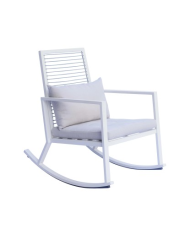 Sedia a Dondolo da Giardino in Alluminio Bianco e Corda – Schienale Avvolgente e Seduta Imbottita  Greenwood