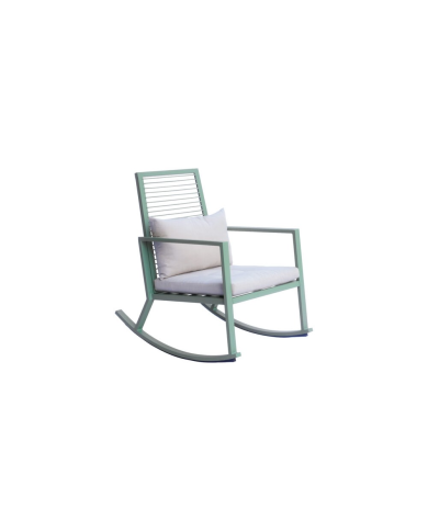 Sedia a Dondolo da Giardino in Alluminio Bianco e Corda – Schienale Avvolgente e Seduta Imbottita  Greenwood Sedia a Dondolo da Giardino in Alluminio Bianco e Corda – Schienale Avvolgente e Seduta Imbottita  Greenwood